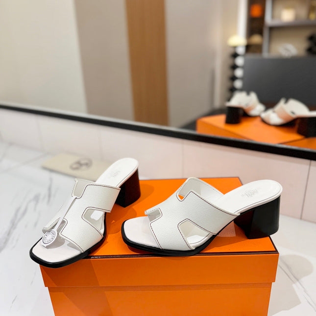 HM 26S HELIA SANDAL 70MM IN WHITE EPSOM CALFSKIN