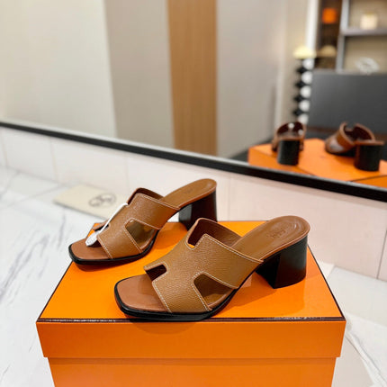 HM 26S HELIA SANDAL 70MM IN CARAMEL BROWN EPSOM CALFSKIN
