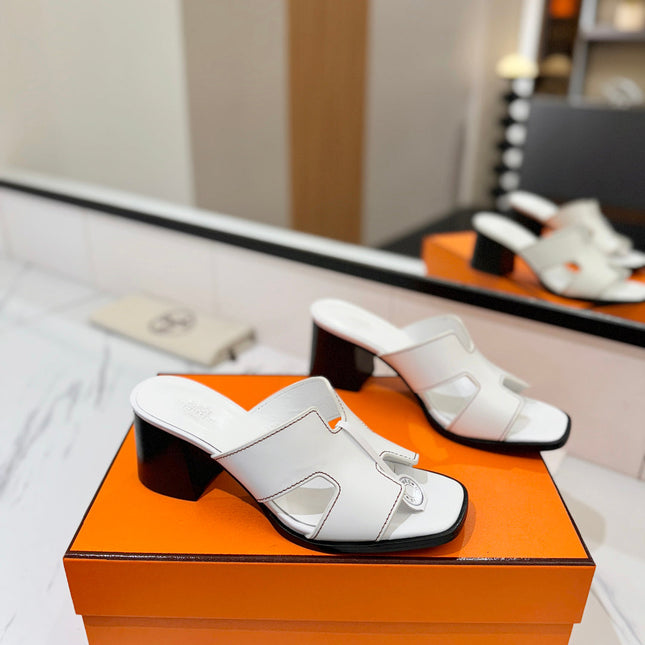 HM 26S HELIA SANDAL 70MM IN WHITE CALFSKIN