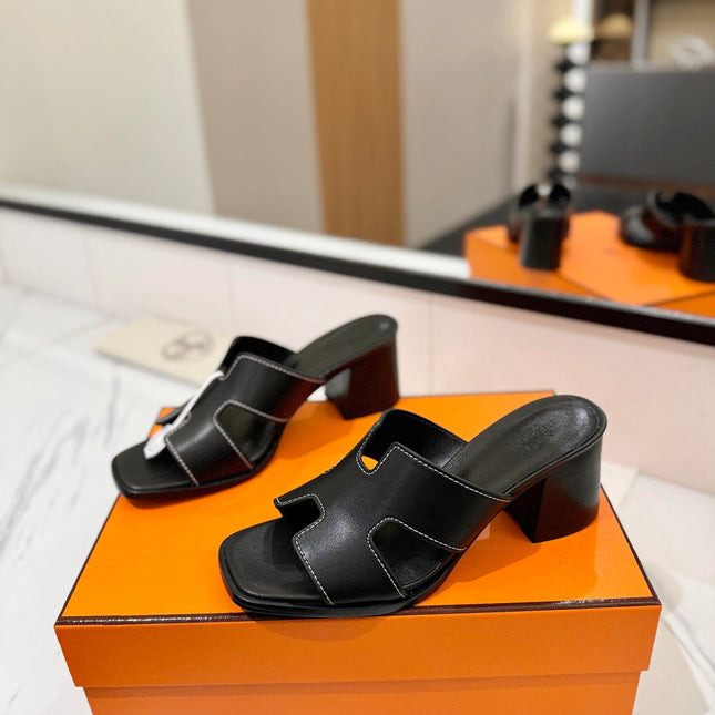 HM 26S HELIA SANDAL 70MM IN BLACK CALFSKIN