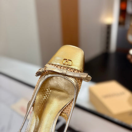 VALENTINO 26S HEELED SLINGBACKS 60 MM IN GOLD CALFSKIN