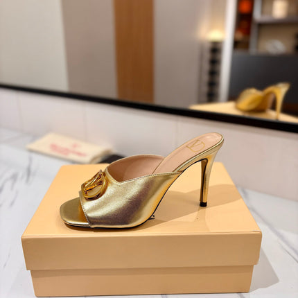 VALENTINO 26S HEEL SANDALS 100 MM IN METALLIC GOLD CALFSKIN WITH GOLD HARDWARE