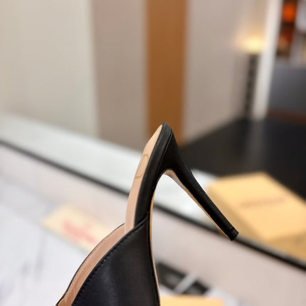 VALENTINO 26S HEEL SANDALS 100 MM IN BLACK CALFSKIN WITH GOLD HARDWARE