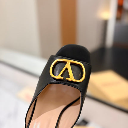 VALENTINO 26S HEEL SANDALS 100 MM IN BLACK CALFSKIN WITH GOLD HARDWARE