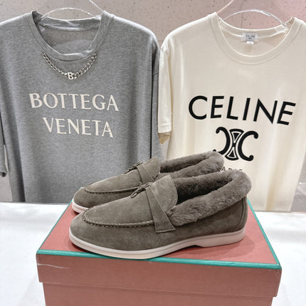 LP 25S SUMMER CHARMS WALK LOAFERS IN CHARCOAL BROWN SUEDE AND FLEECE