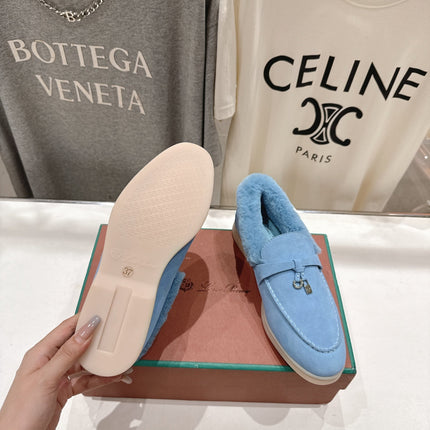 LP 25S SUMMER CHARMS WALK LOAFERS IN DARK PASTEL BLUE SUEDE AND FLEECE