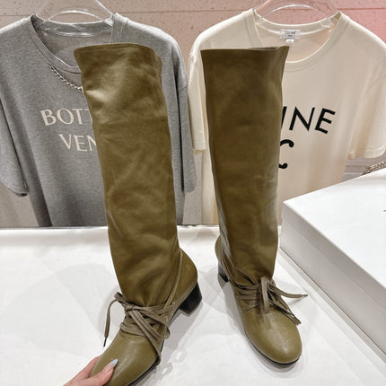 ALO 25S PALOMA WOOL TALL BOOTS 45 MM IN MOSS BROWN LAMBSKIN
