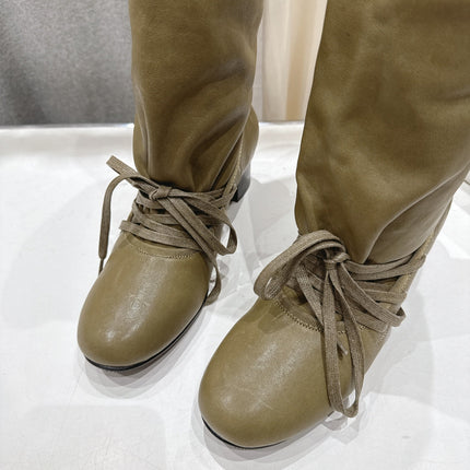ALO 25S PALOMA WOOL TALL BOOTS 45 MM IN MOSS BROWN LAMBSKIN