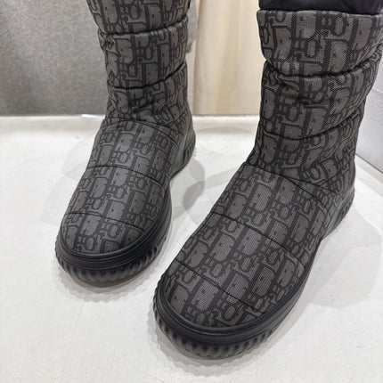 DIOR 25S ANKLE BOOTS IN DARK GREY MIX BLACK FEATHER