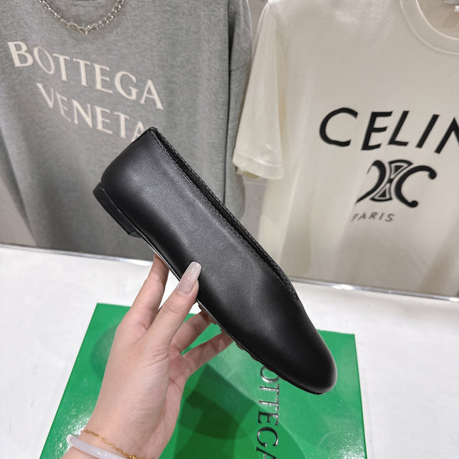 BOTTEGA VENETA 26S BALLET FLATS IN BLACK LAMBSKIN