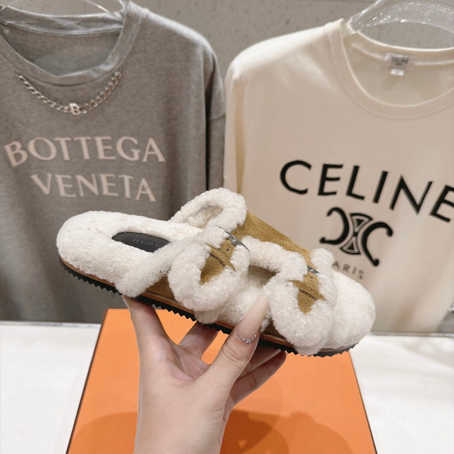 HM 26S CHYPRE SANDALS IN KHAKI SUEDE AND CREAM WHITE WOOL
