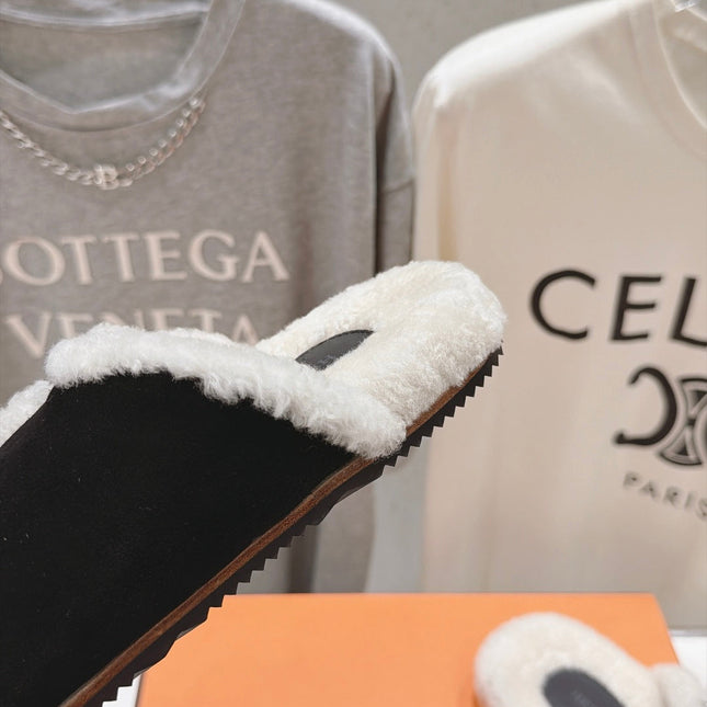 HM 26S CHYPRE SANDALS IN BLACK SUEDE AND CREAM WHITE WOOL