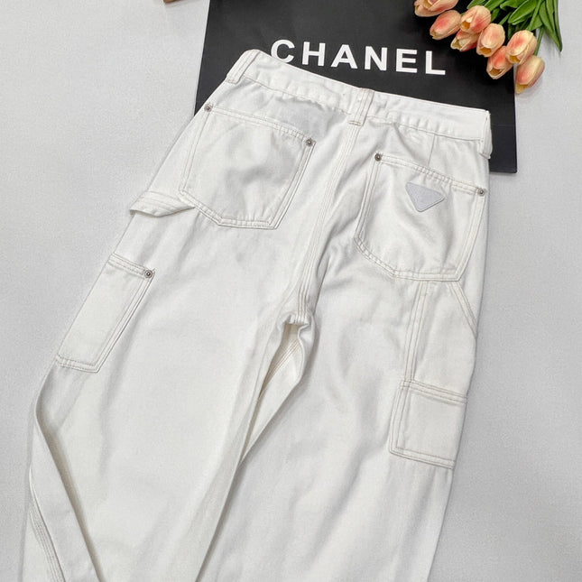PRADA 25S DENIM WIDE-LEG PANTS 372