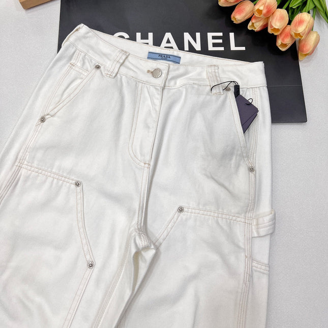 PRADA 25S DENIM WIDE-LEG PANTS 372