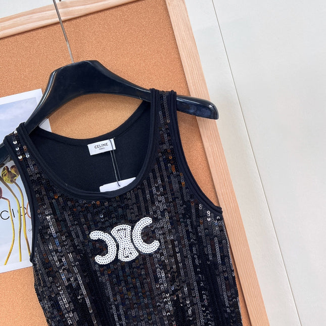 CELINE 26S SEQUIN KNIT TANK TOP 142