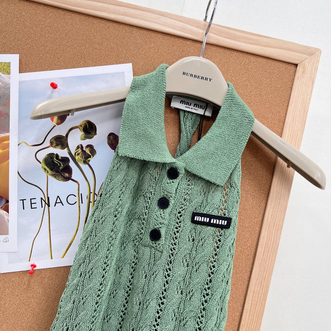 MIUMIU 26S SLEEVELESS KNIT COLLARED TOP STYLE 1105