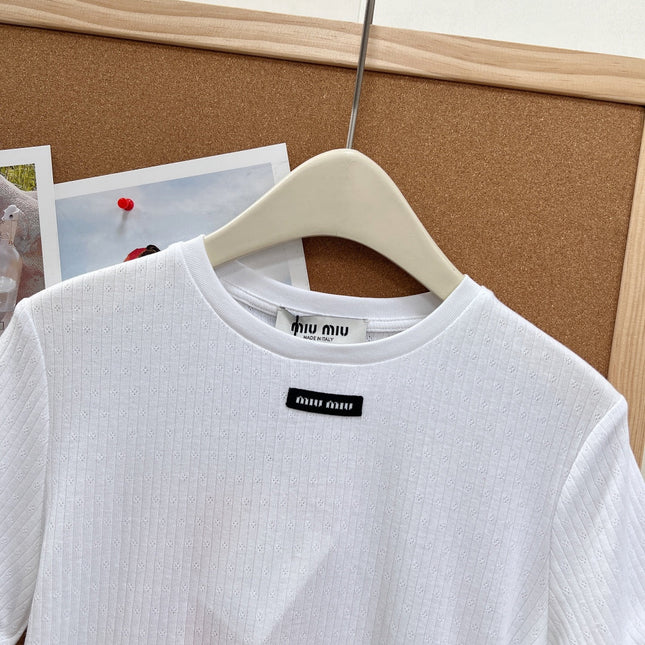 MIUMIU 26S LACE TRIM KNIT CROPPED TOP 1190