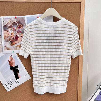 MIUMIU 26S SHORT-SLEEVE KNIT TOP 1453