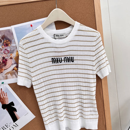 MIUMIU 26S SHORT-SLEEVE KNIT TOP 1453