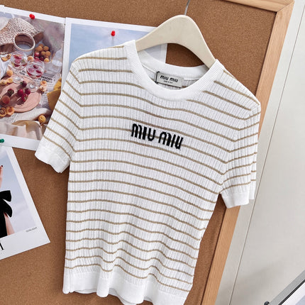 MIUMIU 26S SHORT-SLEEVE KNIT TOP 1453