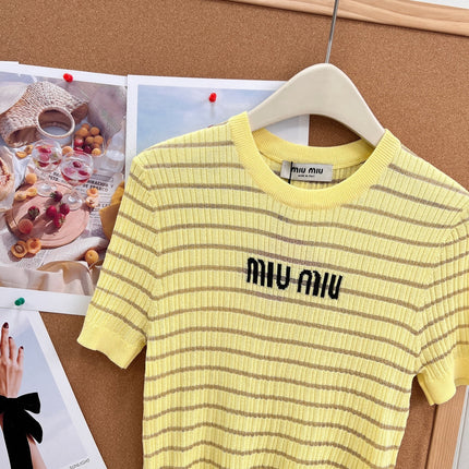 MIUMIU 26S SHORT-SLEEVE KNIT TOP 1451