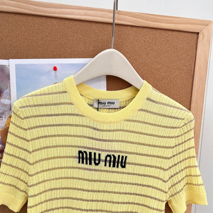 MIUMIU 26S SHORT-SLEEVE KNIT TOP 1451