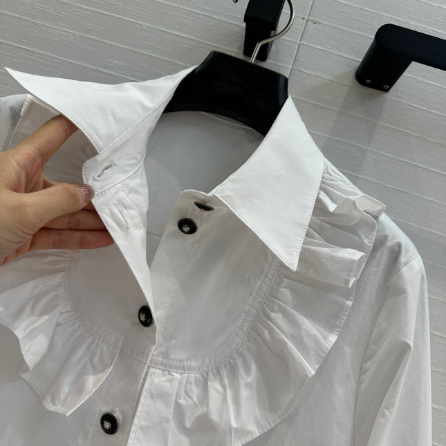 CC 25 Lace Collor Shirt White Cotton