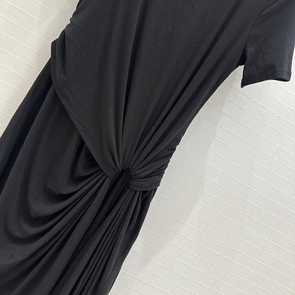 Loewe 25 Knotted Short-sleeved Dress Black Viscose
