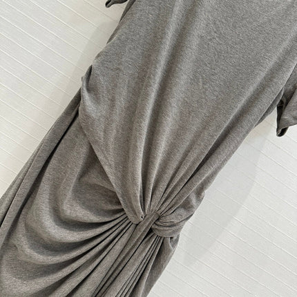 Loewe 25 Knotted Short-sleeved Dress Gray Viscose