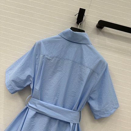Loewe Short-sleeved Dress Blue Cotton