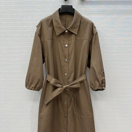HERMES JACQUARD SHIRT DRESS WITH TIE NECK 276147