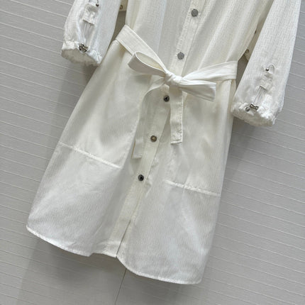 HERMES JACQUARD SHIRT DRESS WITH TIE NECK 276149