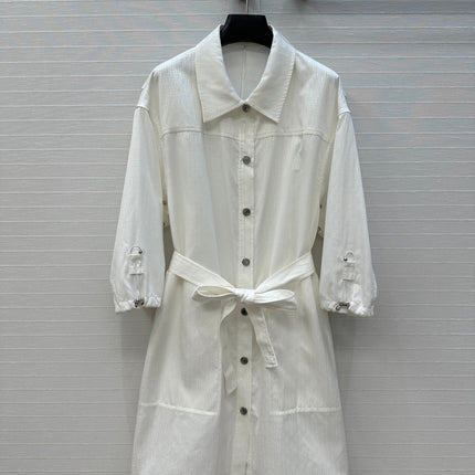 HERMES JACQUARD SHIRT DRESS WITH TIE NECK 276149
