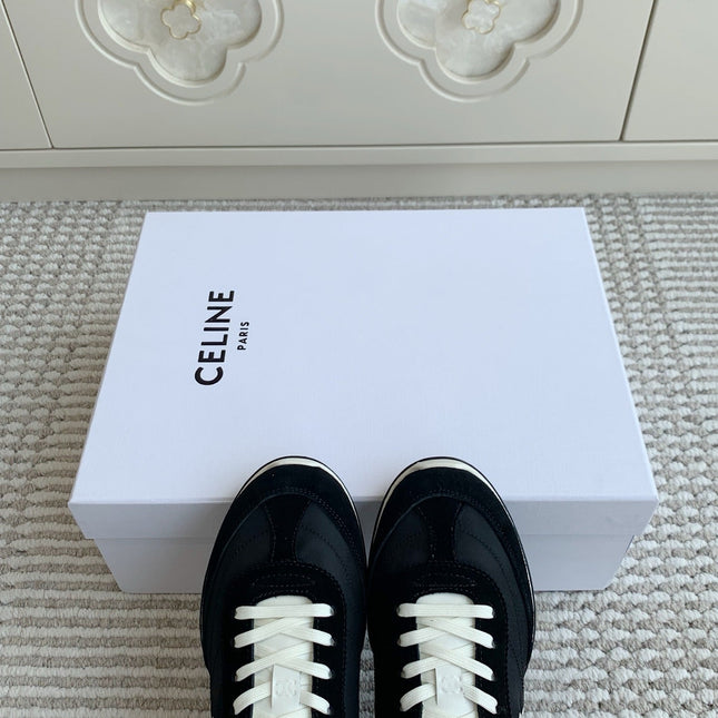 CELINE 26S TRIOMPHE RUNNER SNEAKERS IN BLACK NYLON AND SUEDE