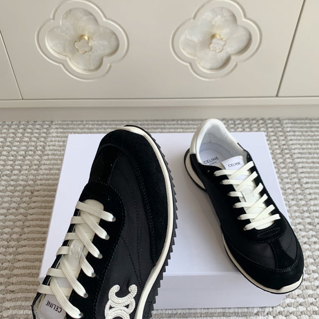 CELINE 26S TRIOMPHE RUNNER SNEAKERS IN BLACK NYLON AND SUEDE