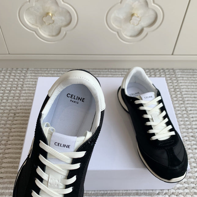 CELINE 26S TRIOMPHE RUNNER SNEAKERS IN BLACK NYLON AND SUEDE