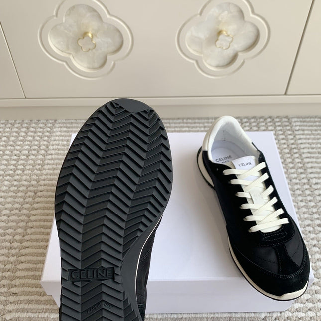 CELINE 26S TRIOMPHE RUNNER SNEAKERS IN BLACK NYLON AND SUEDE
