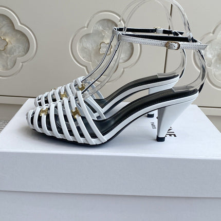 CELINE 26S CLEA TRIOMPHE GLADIATOR HEEL SANDALS 60 MM IN WHITE LAMBSKIN