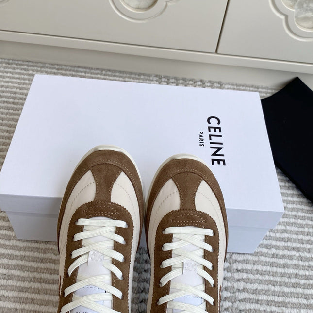 CELINE 26S RUNNER SNEAKERS IN BROWN SUEDE AND WHITE NYLON
