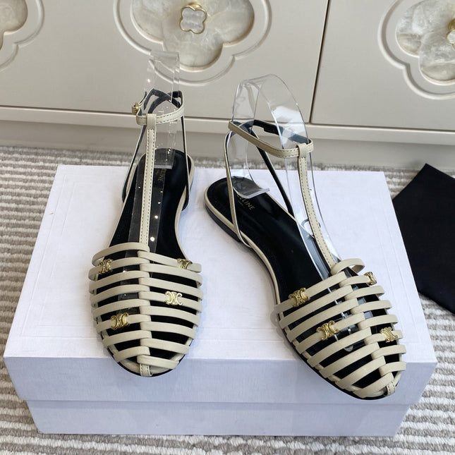 CELINE 26S CLEA TRIOMPHE GLADIATOR SANDALS IN BEIGE LAMBSKIN