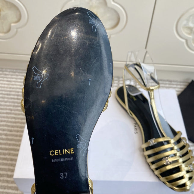 CELINE 26S CLEA TRIOMPHE GLADIATOR SANDALS IN GOLD LAMBSKIN