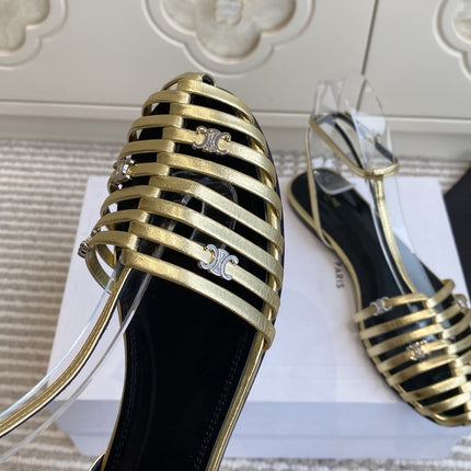 CELINE 26S CLEA TRIOMPHE GLADIATOR SANDALS IN GOLD LAMBSKIN