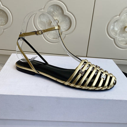 CELINE 26S CLEA TRIOMPHE GLADIATOR SANDALS IN GOLD LAMBSKIN