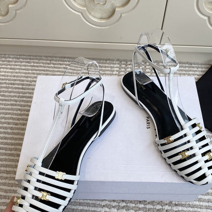 CELINE 26S CLEA TRIOMPHE GLADIATOR SANDALS IN WHITE LAMBSKIN