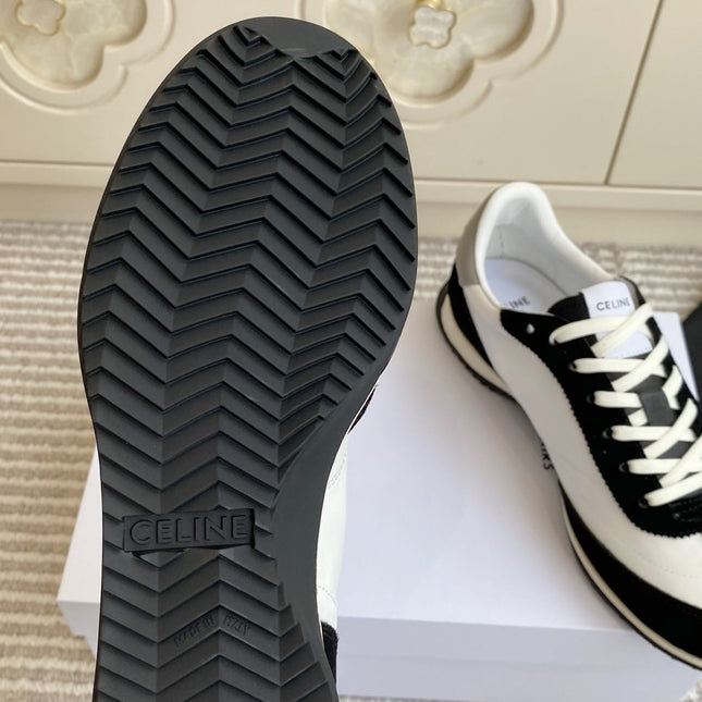 CELINE 26S RUNNER SNEAKERS IN BLACK SUEDE AND WHITE NYLON