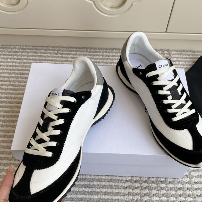 CELINE 26S RUNNER SNEAKERS IN BLACK SUEDE AND WHITE NYLON
