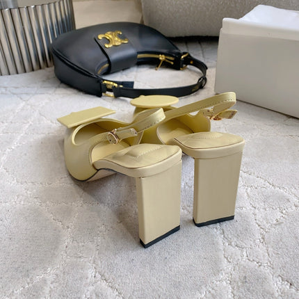 JACQUEMUS 26S SLINGBACK HEELS 85 MM IN PASTEL YELLOW CALFSKIN