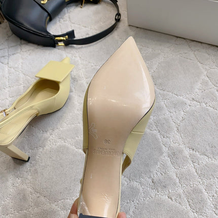 JACQUEMUS 26S SLINGBACK HEELS 85 MM IN PASTEL YELLOW CALFSKIN