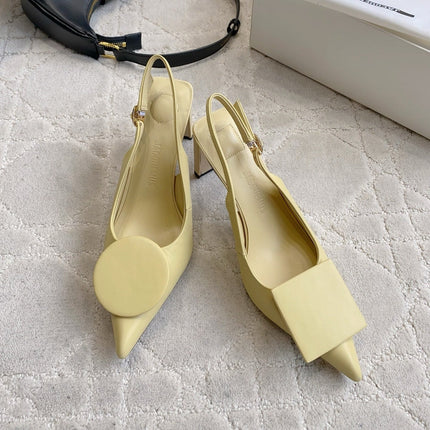 JACQUEMUS 26S SLINGBACK HEELS 85 MM IN PASTEL YELLOW CALFSKIN