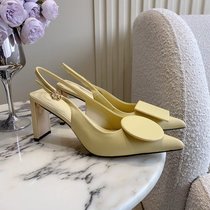 JACQUEMUS 26S SLINGBACK HEELS 85 MM IN PASTEL YELLOW CALFSKIN